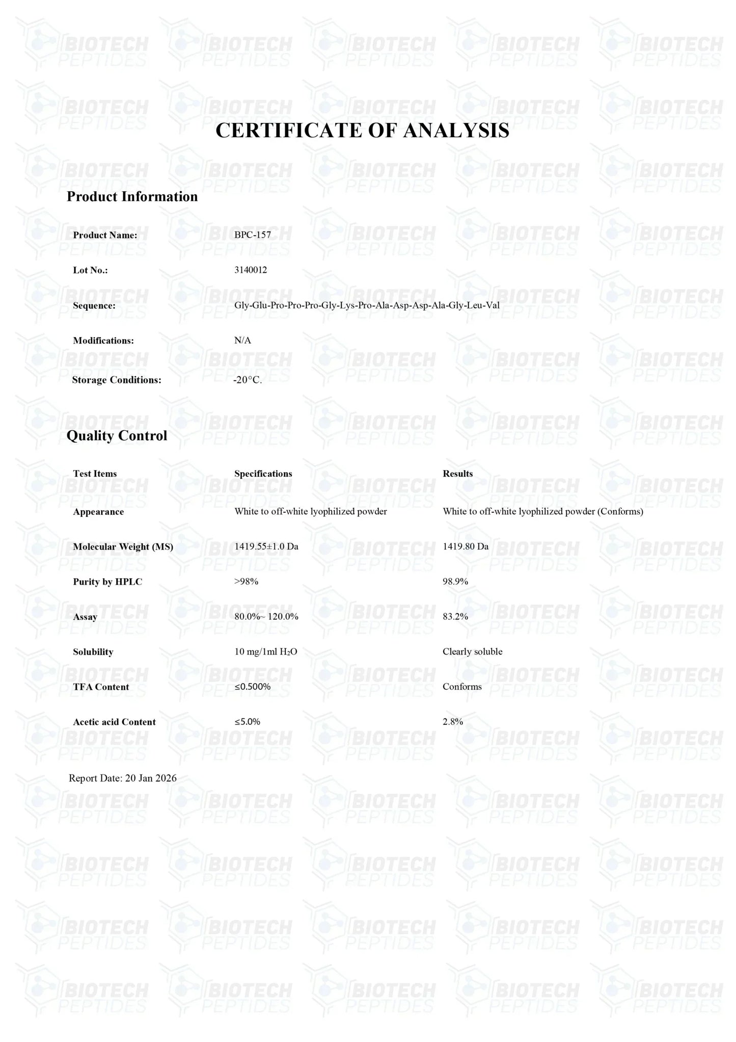 （💪Repair + Anti-inflammatory + Tissue Regeneration） BPC-157 (5mg) - Biotech Peptides