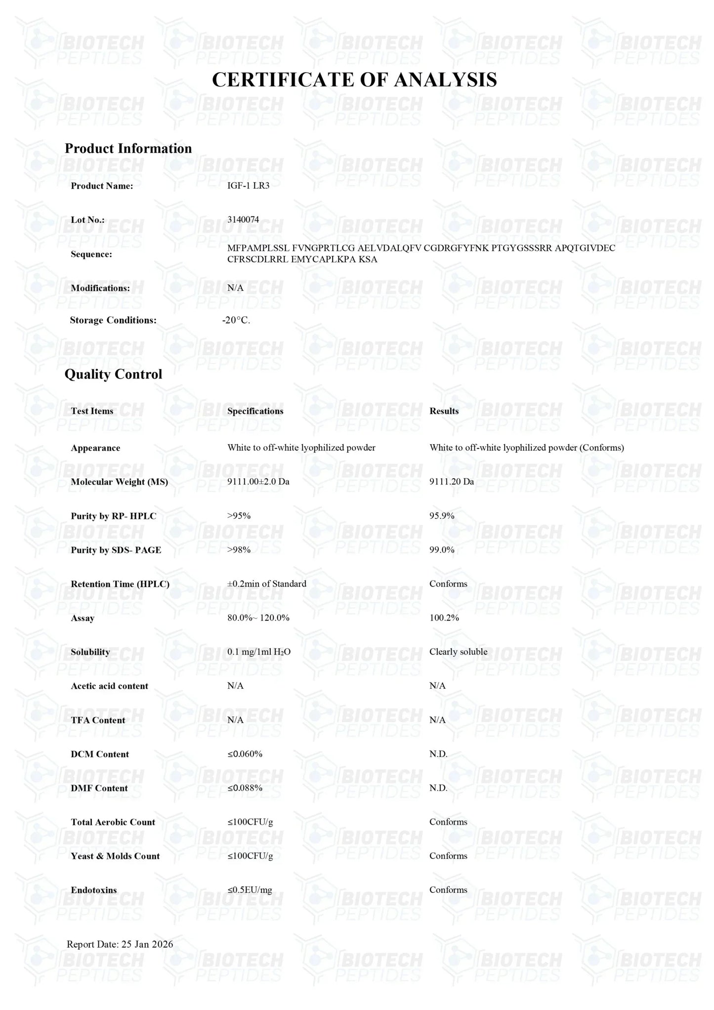 (💪 Rapid muscle gain) Receptor Grade IGF-1 LR3 (100mcg) - 10 Vials