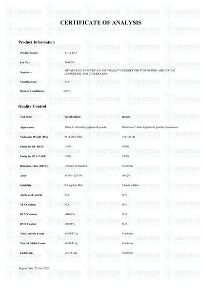 (💪 Rapid muscle gain) Receptor Grade IGF-1 LR3 (100mcg) - 10 Vials