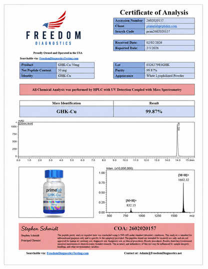 🌴（Anti-Aging and Skin Repair）GHK-Cu – 100mg - 10 Vials